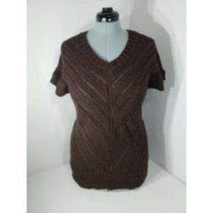 Maurices Brown V-Neck Short Sleeve Large